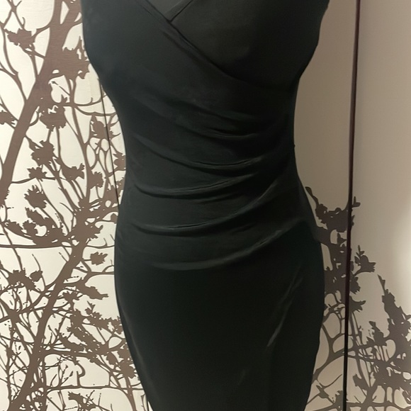 ReVamped Size Small Black Asymmetric Adjustable Strap Dress with Slit NWOT $30 - Picture 2 of 13